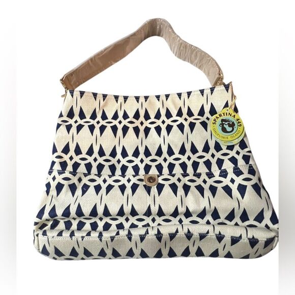 Spartina 449 Tybrisa Summer Tote Leather And Linen NWT - Picture 1 of 6